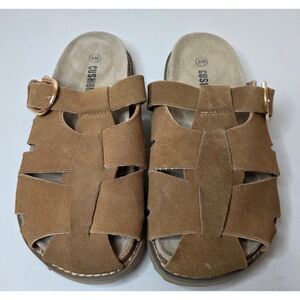 Cushionaire Benson Genuine Tan Suede Clogs - Women Size 8W